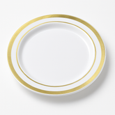 Elegant Gold-Trimmed White Plastic Appetizer Plates - 6.25", 8-Pack